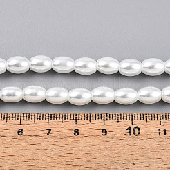 ベーキングペイントパール化ガラスパールビーズ連売り  ライス  ホワイト  8.1x6~6.5mm  穴：1mm  約95~96個/連  30.79~31.10''（78.2~79センチメートル）&nbsp;HY-T002-01A-01