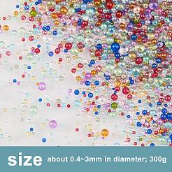 バブルビーズ  DIYの3 Dネイルアートの装飾ミニガラスビーズ  小さなキャビアネイルビーズ  ミックスカラー  0.4~3mm  300 G /ボックス&nbsp;GLAA-OC0001-13