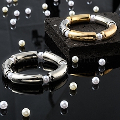 DIYチャンキーチューブビーズブレスレット作成キット  ccbプラスチックビーズを含む  ABSプラスチックパールビーズ  伸縮性のある糸  ミックスカラー  チューブビーズ：20個/箱&nbsp;DIY-YW0005-16