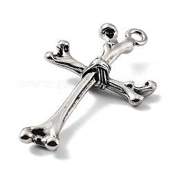 チベット風合金ビッグサイズペンダントトップ  クロスチャーム  アンティークシルバー  58.5x34x10mm  穴：3mm&nbsp;TIBE-L012-042AS-02