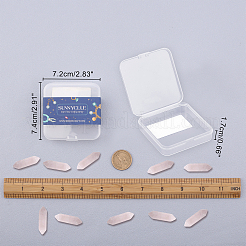 ファセットカット天然ローズクォーツヒーリングストーン10個  レイキエネルギーバランシング瞑想療法杖  二重終端点  ワイヤー包まれたペンダント作りのために  穴なし/ドリルなし  ピンク  30x9x9mm&nbsp;G-SC0001-61