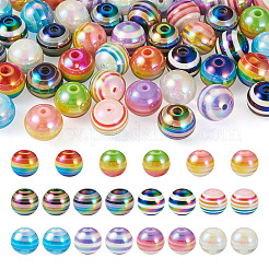 28 個 11 色のストライプ樹脂ビーズ  ABカラー  ロンデル  ミックスカラー  15.5~16x13.5~14.5mm  穴：2.5~3.5mm  4個/カラー&nbsp;RESI-TA0001-75