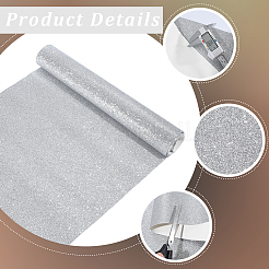 グリッター PVC レザー生地  靴バッグ縫製パッチワークdiyクラフトアップリケ  銀  1370x300x0.5mm&nbsp;DIY-WH20011-59C