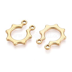 304ステンレスペンダント  太陽のチャーム  イオンプレーティング（ip）  18KGP本金メッキ  21x18x2mm  穴：1.8~2mm&nbsp;STAS-T065-02G