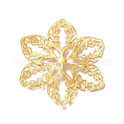 アイアン製フィリグリー透かしコネクター  エッチングされた金属装飾  花  ゴールドカラー  43x38x2.5mm&nbsp;FIND-B020-21G