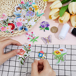 ポリエステルコンピューター刺繍布アイロン縫い付けパッチ23枚  花  ミックスカラー  26~80x30~60x2mm&nbsp;PATC-WH0028-037
