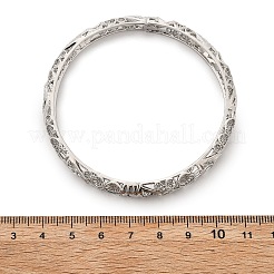 女性用真鍮バングル  ホイール  ラックめっき  プラチナ  1/4インチ（0.8cm）  内径：2-3/8インチ（5.95cm）&nbsp;BJEW-D313-03P