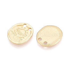 合金ペンダント  惑星模様の楕円形  カドミウムフリー＆鉛フリー  マットゴールドカラー  19x16x1.5mm  穴：2.2mm&nbsp;PALLOY-N179-27MG