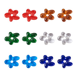 12個6色ガラスビーズ  ヒトデ  ミックスカラー  18.5x17x4.5mm  穴：3.8mm  2個/カラー&nbsp;GGLA-TA0002-02