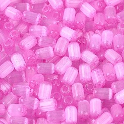 ドローベンチスタイルのガラスシードビーズ  模造キャットアイ  コラム  マゼンタ  6~7x3.5~4mm  穴：1.2~1.6mm  約3210個/ポンド&nbsp;SEED-N008-10C