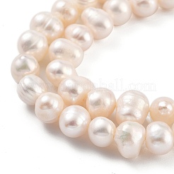 天然養殖淡水パールビーズ連売り  ポテト  桃パフ  7~8mm  穴：0.6mm  約26個/連  6.69インチ（17cm）&nbsp;PEAR-C003-09D