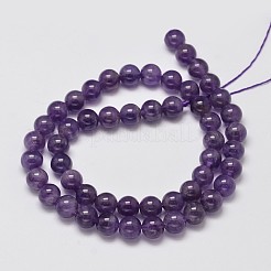 天然石アメジストラウンドビーズ連売り  8mm  穴：1~1.2mm  約46個/連  15.5インチ&nbsp;G-M304-18-8mm