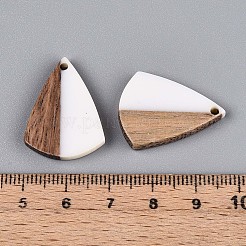 樹脂＆ウォールナットウッドペンダント  ティアドロップ  ミックスカラー  25.1x18.9x3.4mm  穴：1.6mm&nbsp;RESI-T057-34M
