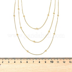 304ステンレススチールボールスネークチェーン3層ネックレス女性用  ゴールドカラー  16.14インチ（41cm）&nbsp;NJEW-V012-04G