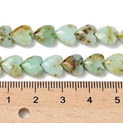 天然石グリーンオパールビーズ連売り  ハート  多面カット  8x8x3.5~4mm  穴：0.7mm  約25個/連  7.09''（18センチメートル）&nbsp;G-D316-B05