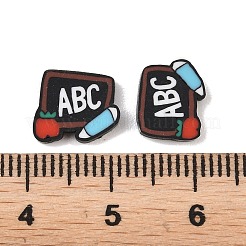 手作り樹脂クレイカボション  黒板に「abc」という単語が書かれている  ブラック  8~9x10~11x1.9~2.3mm  約2183個/500g&nbsp;CLAY-A007-15A