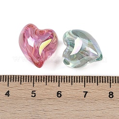 UVメッキ透明アクリルビーズ  虹色の  ハート  ミックスカラー  17x15x13.5mm  穴：2.5mm&nbsp;MACR-C036-10