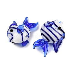 手作りランプワークビーズ  魚  ブルー  17~18x24~26x15~16mm  穴：1.1mm&nbsp;LAMP-D305-01A