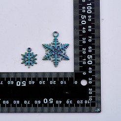 12個6スタイルレインボーカラーアロイペンダント  クリスマススノーフレーク  14~34x11.5~30x1.5mm  穴：1.5~2mm  2個/スタイル&nbsp;sgFIND-SZ0005-79