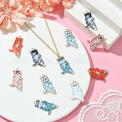 40本4色合金ペンダント  猫の形  ミックスカラー  31x17x2mm  穴：2mm  10個/カラー&nbsp;FIND-CJ0002-01