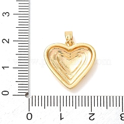バレンタインデーの真鍮ペンダント  重ね付けハートチャーム  ゴールドカラー  17.5x17x3mm  穴：4x2mm&nbsp;KK-H295-01G