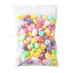 200個 2色 ABSプラスチックビーズ  ハート  ABカラーメッキ  きいろ  9x9x4.5mm  穴：1.6mm  100個/カラー&nbsp;KY-FS0001-42A