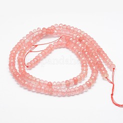 チェリークォーツガラスビーズ連売り  ファセットロンデル  8x5mm  穴：1mm  約71個/連  14.5インチ&nbsp;G-K090-01