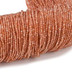 天然石サンストーンビーズ連売り  多面カット  ラウンド  2mm  穴：0.5mm  約190個/連  14.96''（38センチメートル）&nbsp;G-RM250101-A17