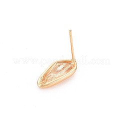真鍮製のピアスパーツ  カン付き  ニッケルフリー  18KGP本金メッキ  16.5x7.5mm  穴：1.4mm  ピン：0.7mm&nbsp;X-KK-S356-441-NF