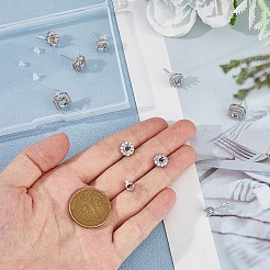 5ペア5スタイルの真鍮スタッドピアス金具  6 クローブランクイヤリングポスト  プラスチック製のピアスキャッチで  混合図形  7.5x5mm  ピン：12mm  1ペア&nbsp;FIND-HS0001-12