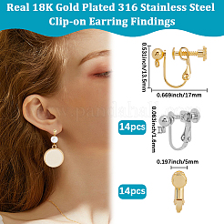 28個 2色 316ステンレススチール クリップオンイヤリング金具  ミックスカラー  13.5x17x5mm  14個/カラー&nbsp;EJEW-BBC0001-84