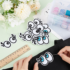 24個3スタイルの漫画スタイルのダブルアイ刺繍布パッチ  アップリケパッチ  ミシンクラフト装飾  ミックスカラー  37~43x60~75x1~1.5mm  8個/スタイル&nbsp;PATC-BC0001-05