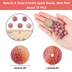 Arricrafナチュラル＆染色クラックル瑪瑙ビーズ連売り  つや消しスタイル  ラウンド  暗赤色  10mm  穴：1.2mm  約36個/連  15.5インチ  1連売り/箱&nbsp;G-AR0003-41C-10mm