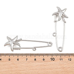 ヒトデ型304ステンレススチール製安全ピンブローチ金具  ループ付きキルトピン 夏のビーチアクセサリー  ステンレス鋼色  57x19x7mm  穴：2mm&nbsp;SA-CBA098D-16I-P01