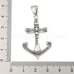 316サージカルステンレスペンダント  アンカーチャーム  アンティークシルバー  40x25x4.9mm  穴：8.5x4.7mm&nbsp;STAS-E212-167AS-A