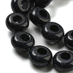 合成ブルーゴールドストーン青金砂石ビーズ連売り  ロンデル  10~10.5x4~4.5mm  穴：1.2mm  約20個/連  7.95''（20.2センチメートル）&nbsp;G-P536-A18-01