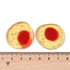 透明樹脂デコデンカボション  金箔  フラットラウンド  レッド  32x30x4mm&nbsp;CRES-XCP0001-30