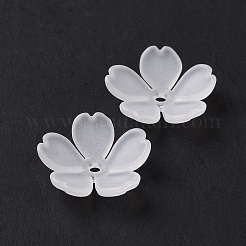 5枚の花弁透明アクリルビーズキャップ  艶消し  花  ホワイトスモーク  14x15x4mm  穴：1.4mm  約2380個/500g&nbsp;OACR-A017-13