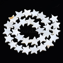 天然淡水シェルビーズ連売り  五芒  貝殻色  14x15~16x3mm  穴：0.8mm  約31個/連  14.96インチ（38cm）&nbsp;X-SHEL-S278-01D-01