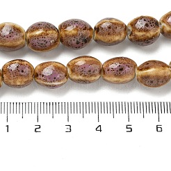 手作り陶器ビーズ連売り  ロンデル  フラミンゴ  10.5~11.5x9~9.5mm  穴：1.5mm  約33個/連  14.57''（37センチメートル）&nbsp;PORC-B002-14