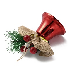 クリスマスベルペンダントの装飾  ジュートロープ付き  ランダムな色のプラスチックビーズ  クリスマス ツリー ハンギング デコレーション ボウ ベル用  レッド  165x103x37mm&nbsp;HJEW-WH0007-20C