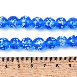 手作りランプワークビーズ連売り  ラウンド  ドジャーブルー  10mm  穴：2.8mm  約40個/連  13.19''（33.5センチメートル）&nbsp;LAMP-H071-01C-10