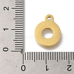 イオンプレーティング（IP）304ステンレススチール手動研磨ペンダント  白いアクリルを使って  ゴールドカラー  フラットラウンド  15x12x2mm  穴：1.8mm&nbsp;STAS-M059-01G-D02
