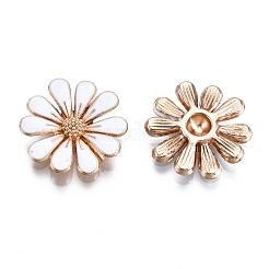 合金カボション  エナメル  花  ホワイト  ライトゴールド  18x18x4mm&nbsp;PALLOY-S065-03