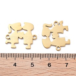 イオンプレーティング（IP）304ステンレススチールコネクタチャーム  男の子と女の子のリンク  ゴールドカラー  16.5x19x1mm  穴：1.6mm&nbsp;STAS-P332-08G