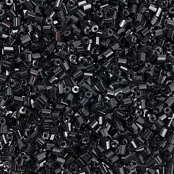 ガラスのラッパビーズ 90g  ブラック  2~3x2mm  穴：1mm&nbsp;SEED-PA0001-22