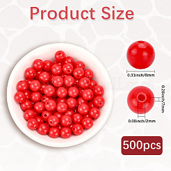 不透明なアクリルビーズ  ラウンド  ファイヤーブリック  8x7mm  穴：2mm  500個/セット&nbsp;MACR-SP0001-85B