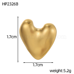 304ステンレススチールビーズ  ハート  イオンプレーティング（ip）  18KGP本金メッキ  18KGP本金メッキ  17x17mm&nbsp;STAS-OY009-20G