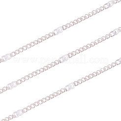 はんだ付けされた真鍮コーティングされた鉄のカーブチェーン  スプールで  銀  1.5x1x0.5mm&nbsp;CH-CJ0001-01A-S