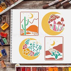 プラスチック再利用可能な描画絵画ステンシル テンプレート  スクラップブック、布地、タイル、床、家具、木材の塗装用  正方形  きのこ模様  300x300mm&nbsp;DIY-WH0172-395